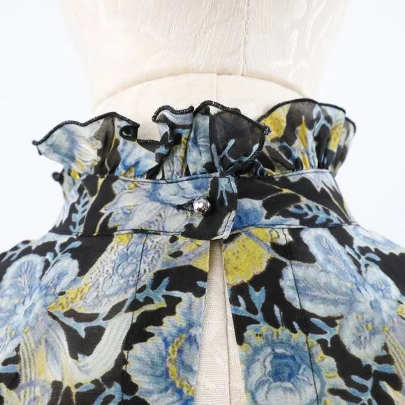 Robert Rodriguez 2 Silk Cotton Print Ruffle Dress - Picture 7 of 14